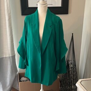 Alfani Emerald Green Draped Open-Front Blazer